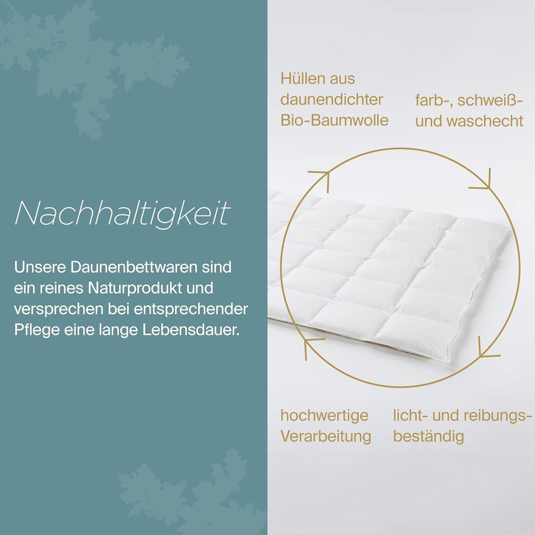 Daunenfee – Winter Cassettendecke 200x200cm, Daunen & Federn – 6x6 Karos, 2cm Stege – Handarbeit Mad