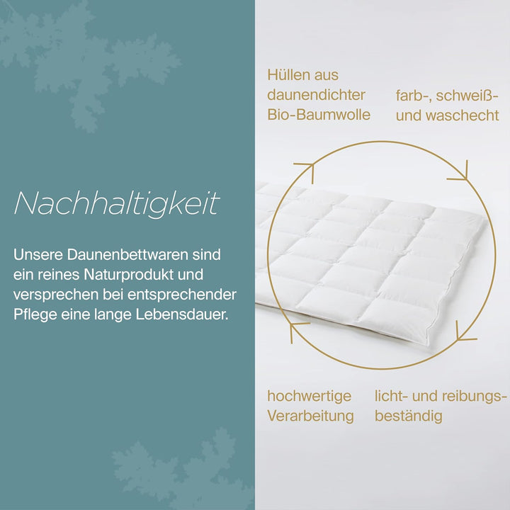 Daunenfee – Winter Cassettendecke 200x200cm, Daunen & Federn – 6x6 Karos, 2cm Stege – Handarbeit Mad