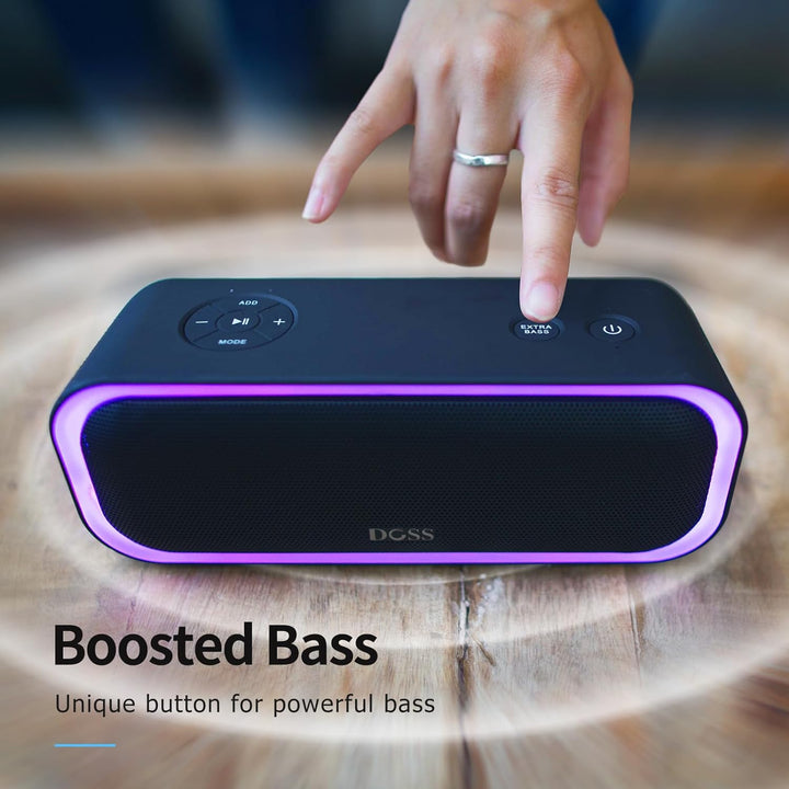 DOSS Bluetooth Lautsprecher, SoundBox Pro Musikbox , 20W, Mehrfarbige Lichter, IPX6 Wasserdicht, 20H
