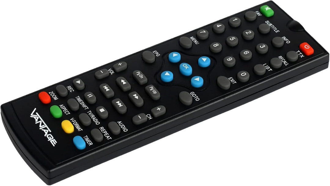 Vantage VT-92 T-HD Receiver (DVB T2, HEVC, Display, USB, HDMI, SCART, Mediaplayer) schwarz Single, S
