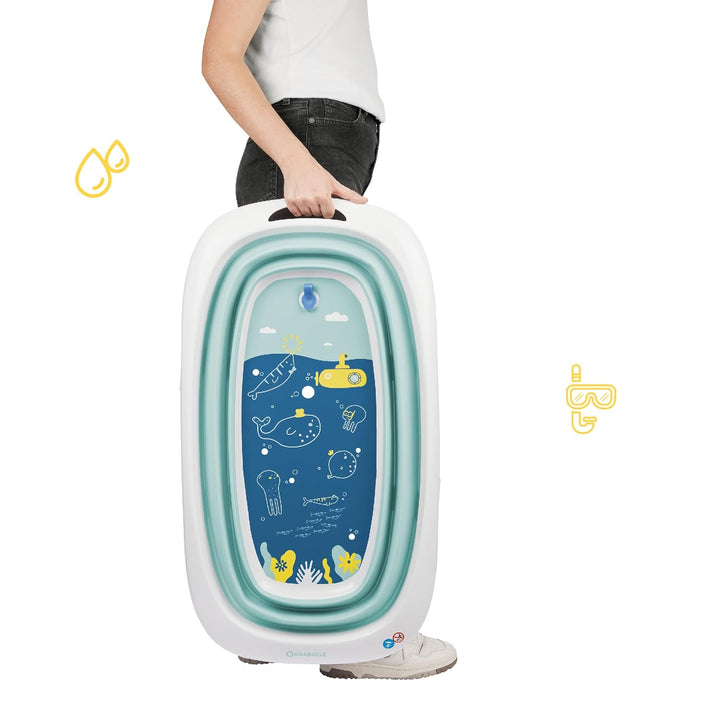 Badabulle Faltbare Babybadewanne - Ultrakompakt - 35L - Rutschfeste Füsse - Abflussstopfen & Tempera