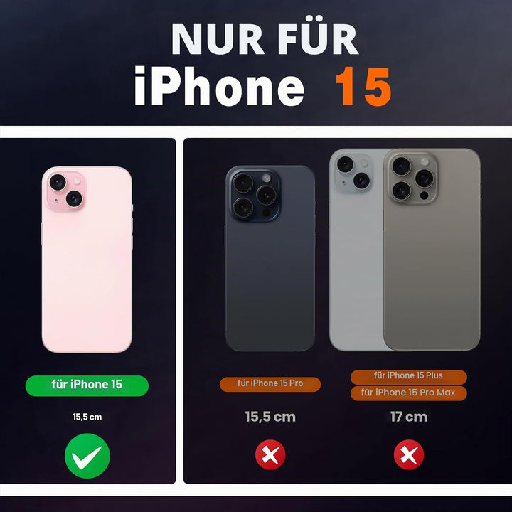 SHIELDON Hülle für iPhone 15, Schutzhülle [Rindsleder] [Stossfest] [Standfunktion] [Kartenfach] TPU