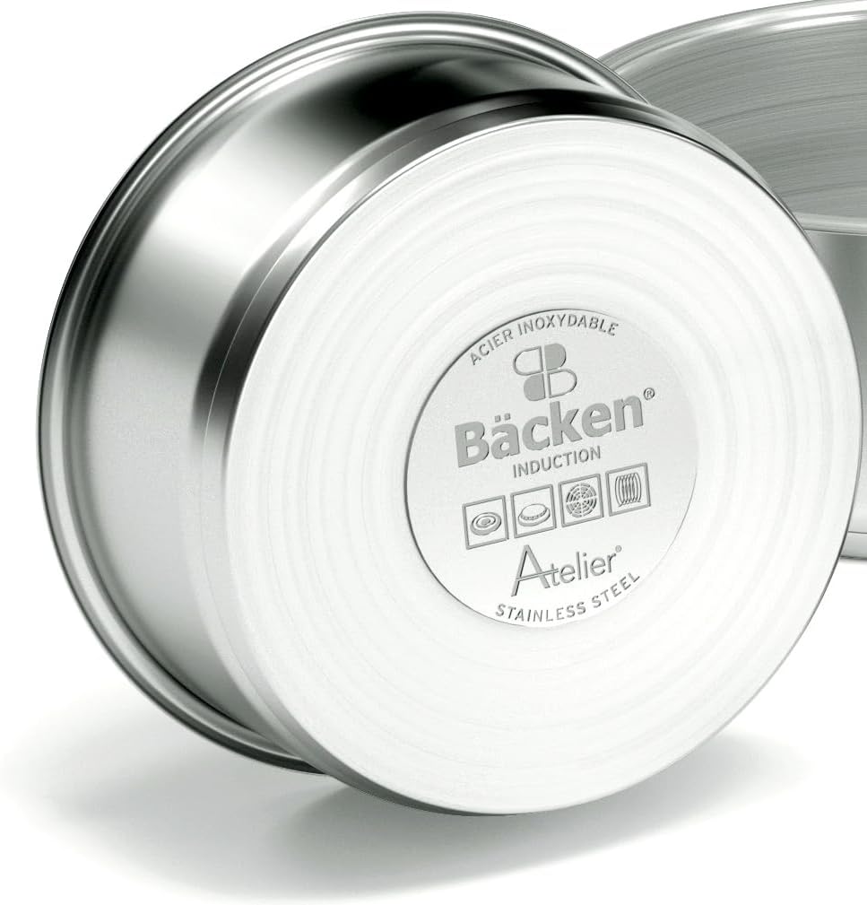 Backen 191107 Stieltopf-Set, Edelstahl, 7-teilig, für alle Herde, auch Induktionsherde