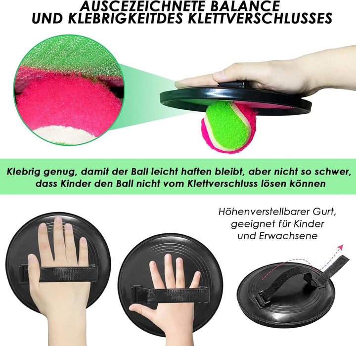 Klettballspiel Klettball Set mit Fangscheiben Bälle, Klettballspiel für Kinder, Ballspiele Klettspie