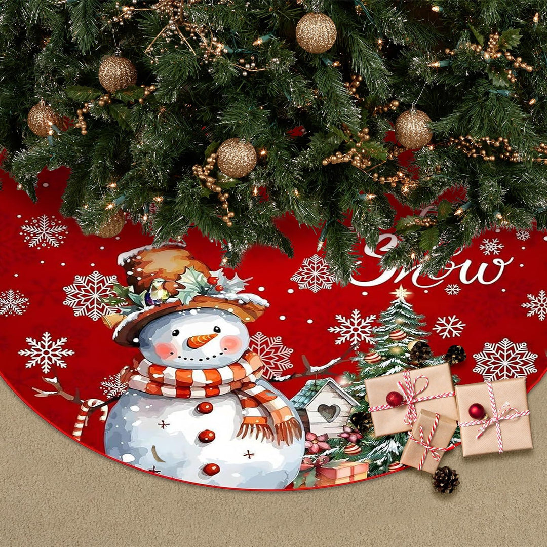 Shyllin Rot Weihnachtsbaum Decke, 120 cm Plüsch Weihnachtsbaum Rock,Christbaumdecke Rund, Weihnachts