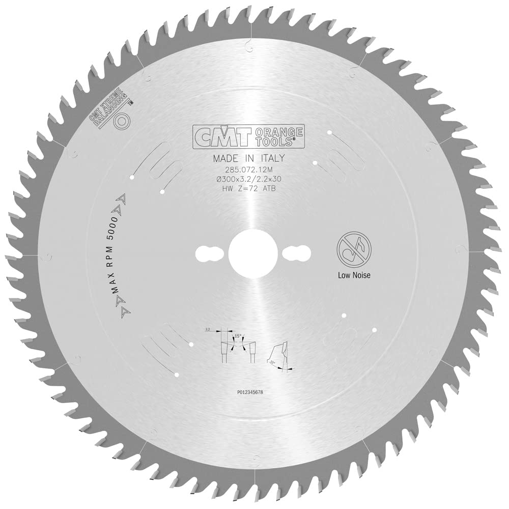 CMT Orange Tools Kreissägeblatt HW 300 x 3,2 / 2,2 x 30 Z=72 15° ATB - 285.072.12M - für Querschnitt