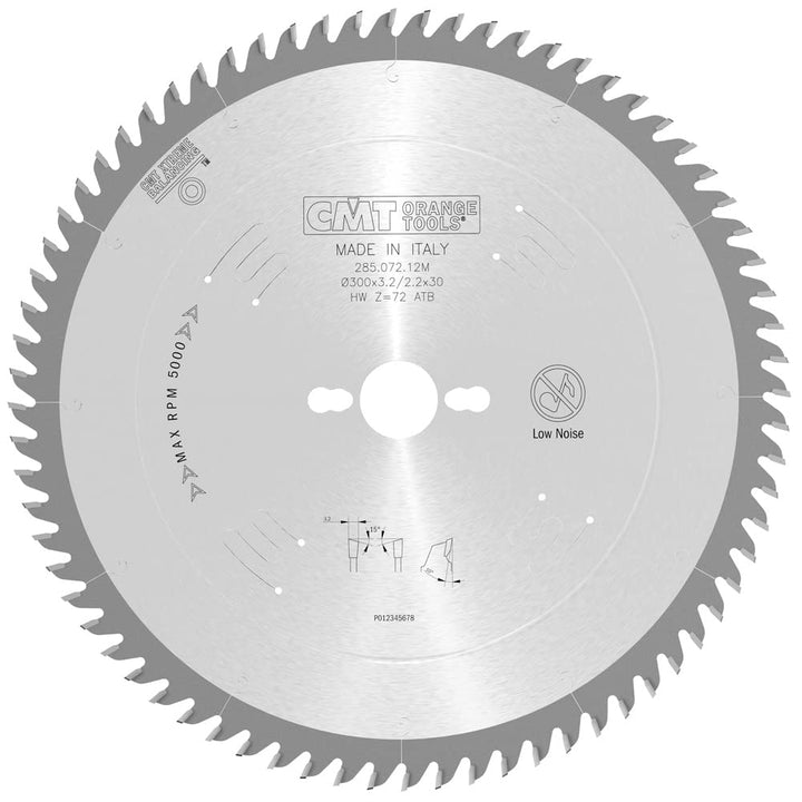 CMT Orange Tools Kreissägeblatt HW 300 x 3,2 / 2,2 x 30 Z=72 15° ATB - 285.072.12M - für Querschnitt