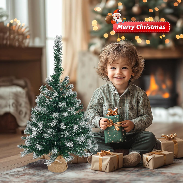 LEADZM Mini Weihnachtsbaum, künstlicher Weihnachtsbaum mini 60 cm - klein künstlich geschmückt für W