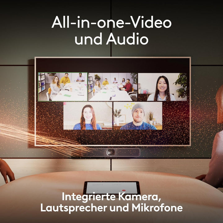 Logitech MeetUp 2 All-in-One USB Conference Room Camera, Compact Video Bar with Built-in AI Features