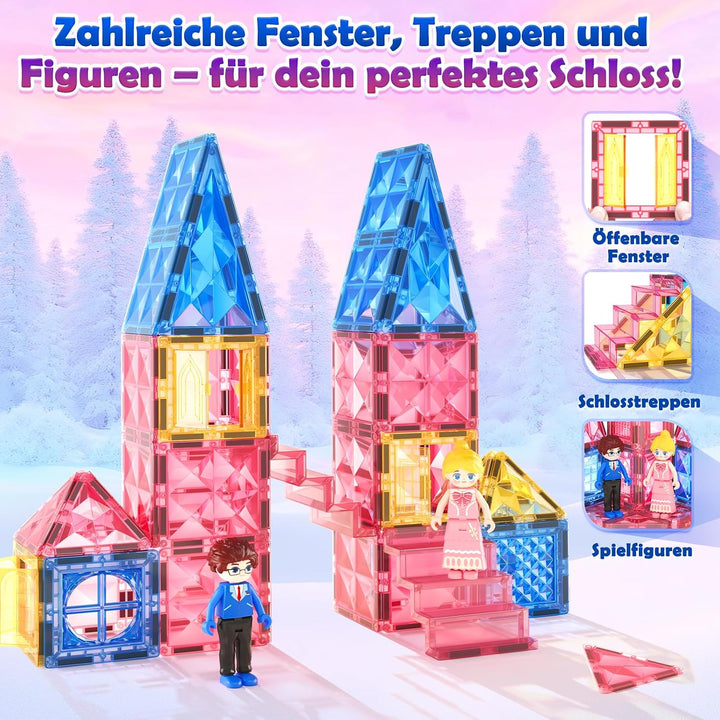 Soyee Magnetische Bausteine 58 Teile Montessori Spielzeug ab 3 4 5 6 7 Jahre Magnetbausteine Geschen