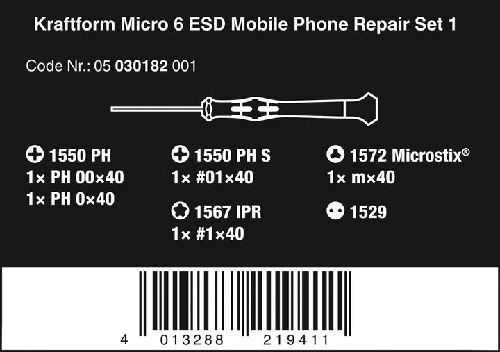 Wera Kraftform Micro 6 ESD Smartphone-Reparaturset 1, 6-teilig