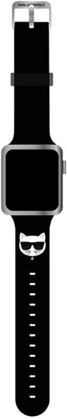 KARL LAGERFELD KLAWLSLCK Riemen an Apple Watch 42/44/45mm schwarz Silicone Choupette Heads