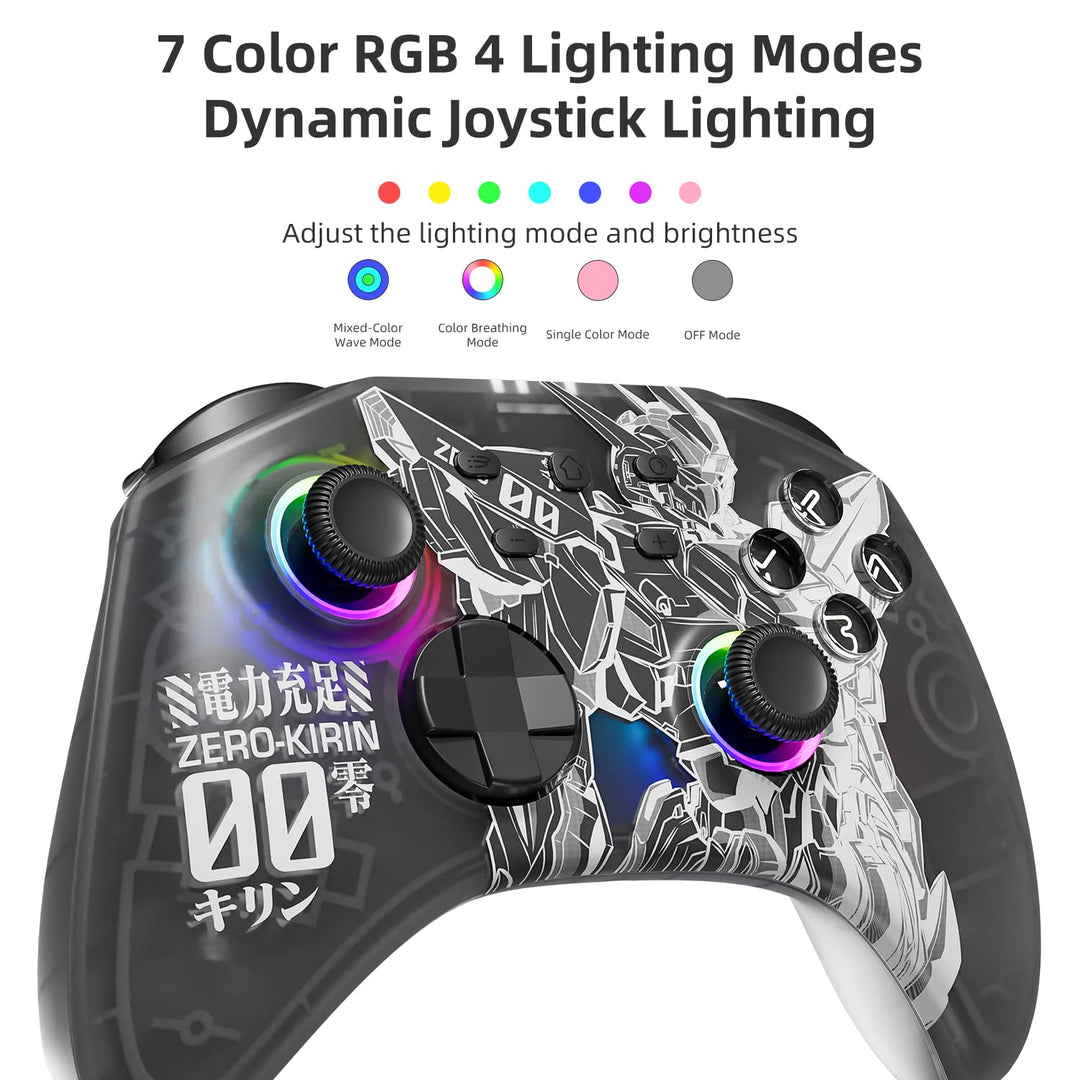 Mytrix Wireless Controller für Nintendo Switch mit RGB Optik Joystick, Mecha-Muster Pro Controller f