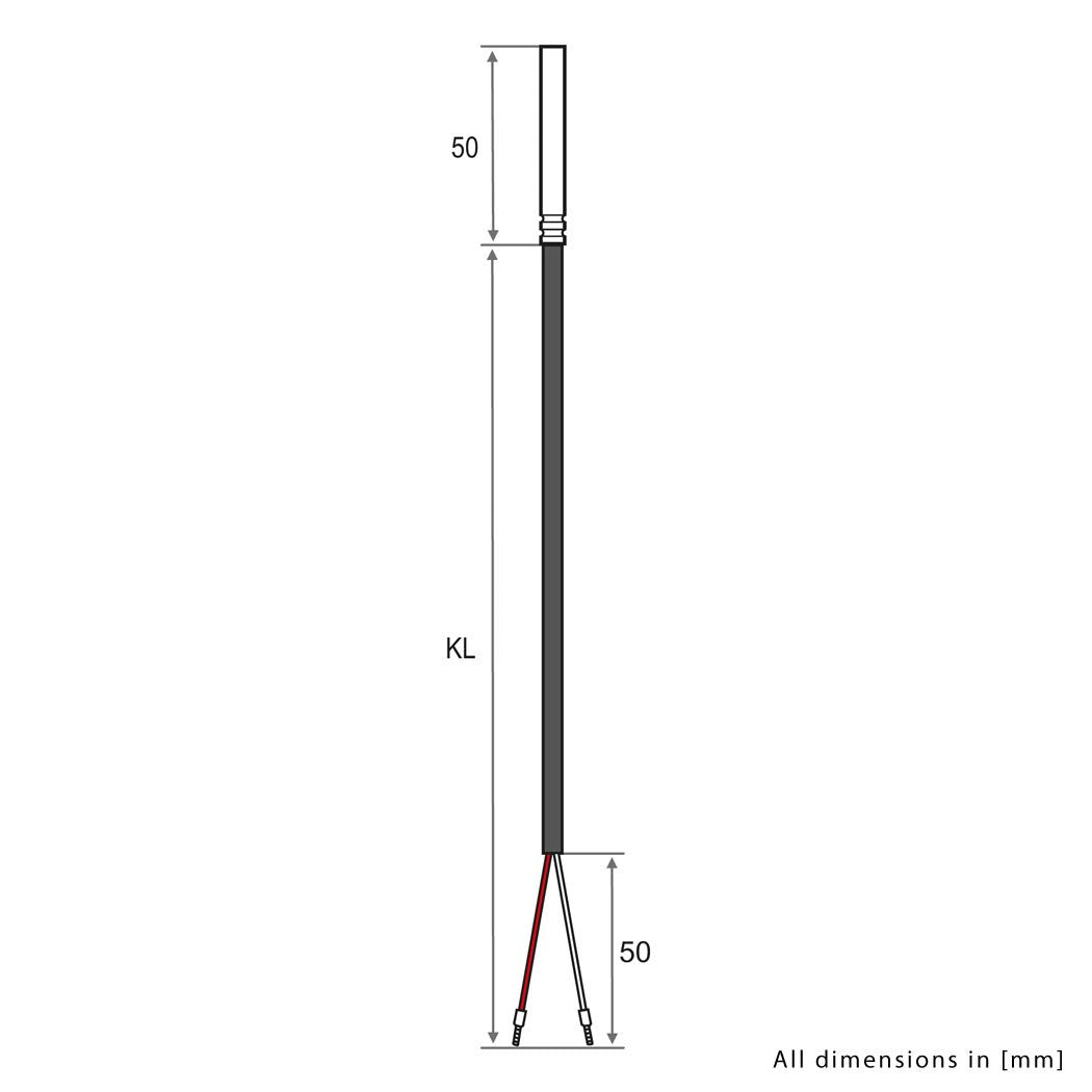 iOVEO 035HP07203 - KTY81-210 Temperaturfühler mit PVC-Leitung bis 105°C, Temperatursensor, Fühler, H