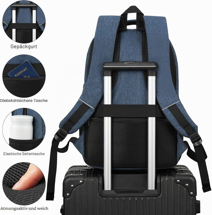 YAMTION 17,3 Zoll Rucksack Laptop Herren Gross Sportrucksack mit Schuhfach für Fitnessstudio Schulru