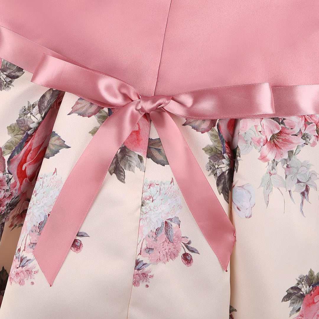 BUNNY LULU Mädchen Kleid mit schräger Schulter, Brautjungfer, Hochzeit, Prinzessin, Kinder, Schleife