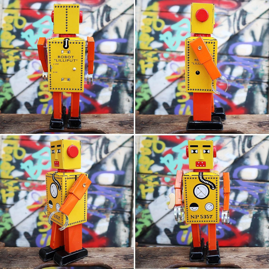 Freak Scene Superfreak Roboter - Roboter Liliput - Blechroboter - Retro Blechspielzeug Gelb, Gelb