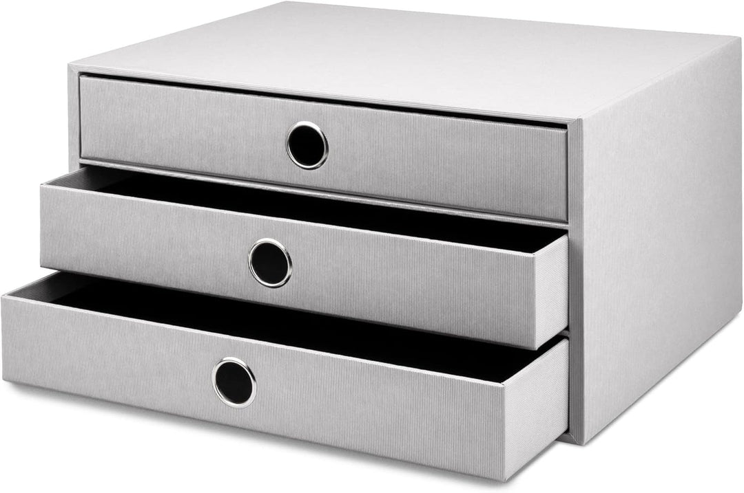 Rössler 1524452173 - S.O.H.O. 3er Schubladenbox für DIN A4, mit Griffloch, Stone, 343 x 250 x 185 mm