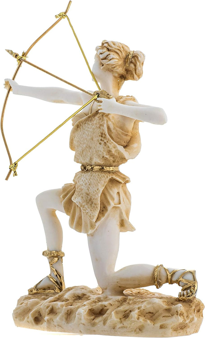 Göttin Artemis Diana Griechische Statue Natur Mond Goldton Alabaster 23,5 cm