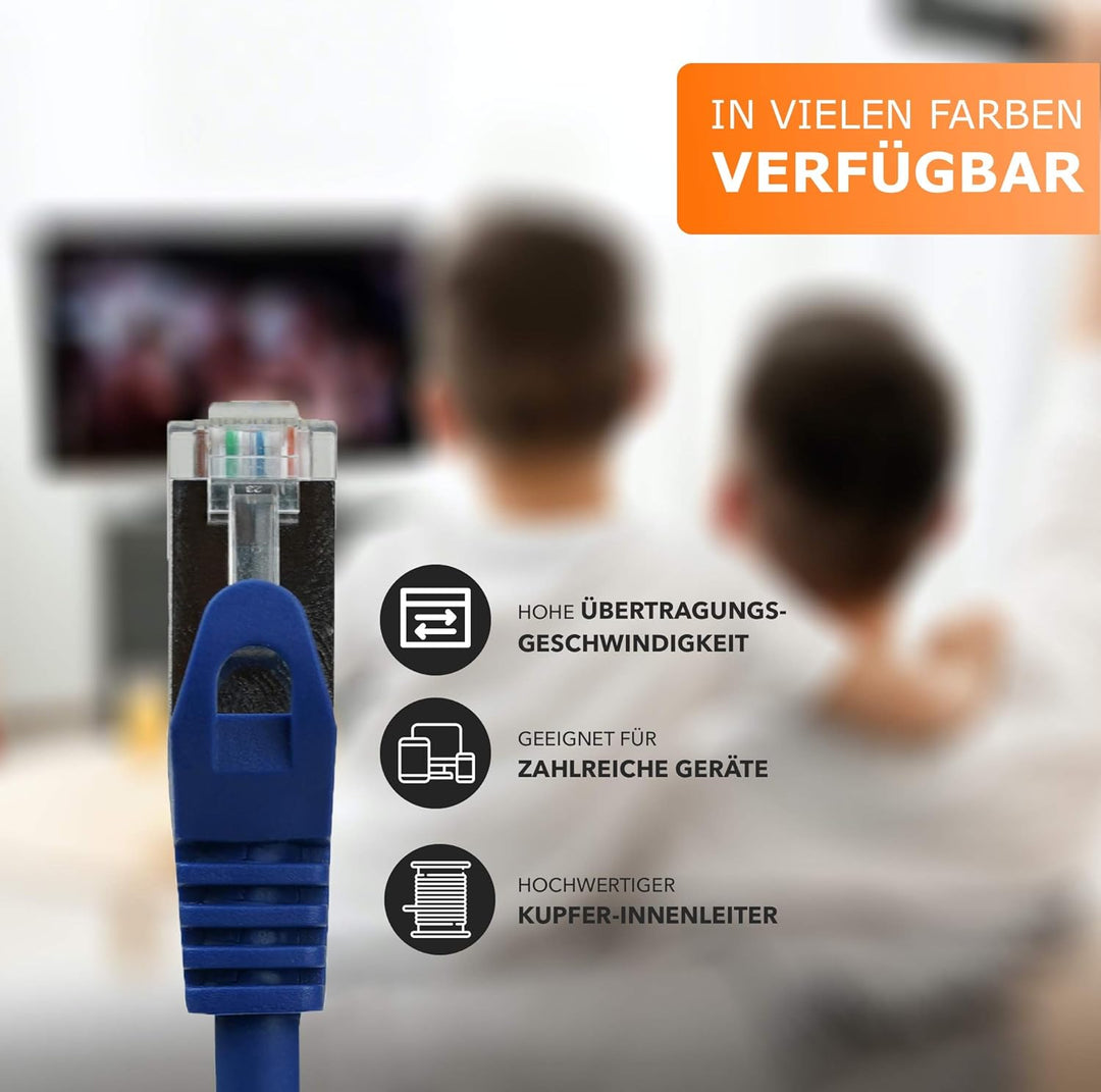 1aTTack.de 30m - blau - 1 Stück CAT.7 Netzwerkkabel Patchkabel SFTP PIMF LSZH Gigabit Lan Kabel 10Gb