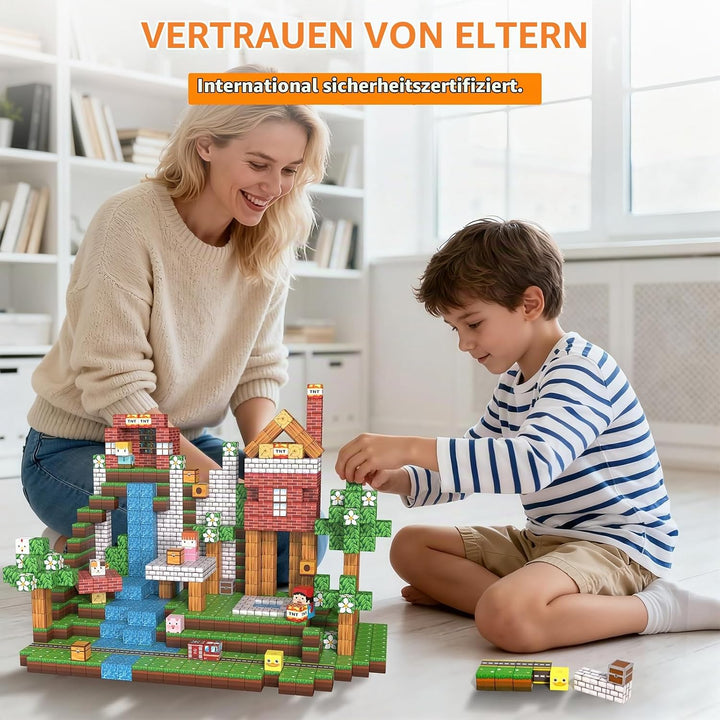 Vdealen 300 PCS Magnetische Bausteine, Stapelung Magnetwürfel Spielzeug für Kinder, STEM Montessori