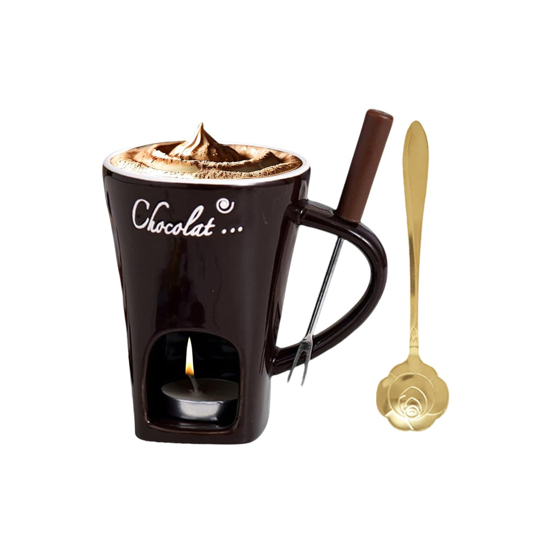 Fondue-Tasse | hitzebeständiger Keramik-Topf | Mini-Fonduetasse | für Käse, Karamell, Marshmallows S