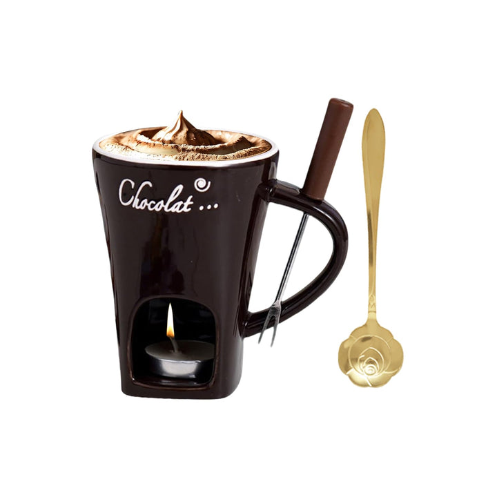 Fondue-Tasse | hitzebeständiger Keramik-Topf | Mini-Fonduetasse | für Käse, Karamell, Marshmallows S