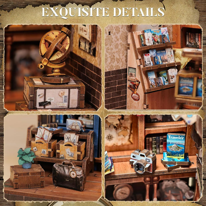 Fsolis DIY Book Nook Kit - Holz Puppenhaus Bausatz, Miniatur Tiny House für Bücherregal Deko, Kreati