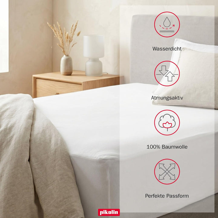 Pikolin Home - Extra weicher Frottee-Matratzenschoner (100 % Baumwolle) mit wasserdichter und atmung