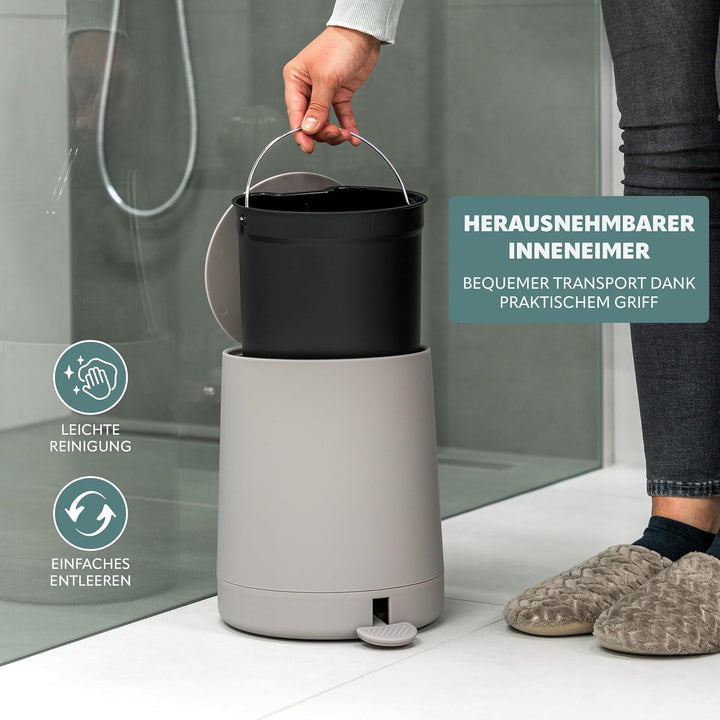 eluno Kosmetikeimer TESERO mit Soft-Touch Oberfläche, Treteimer 4 Liter Fassungsvermögen, mit Soft-C