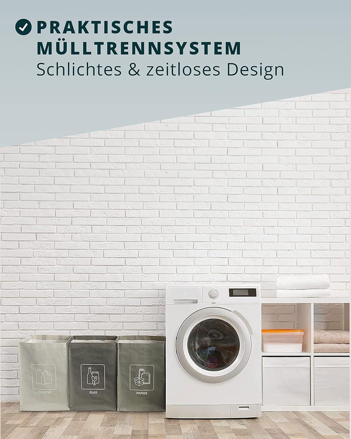 RETRIX Mülltrennsystem - inklusive Stabilisatoren - Mülltrennsystem 3fach - hohe Belastbarkeit - Pfa