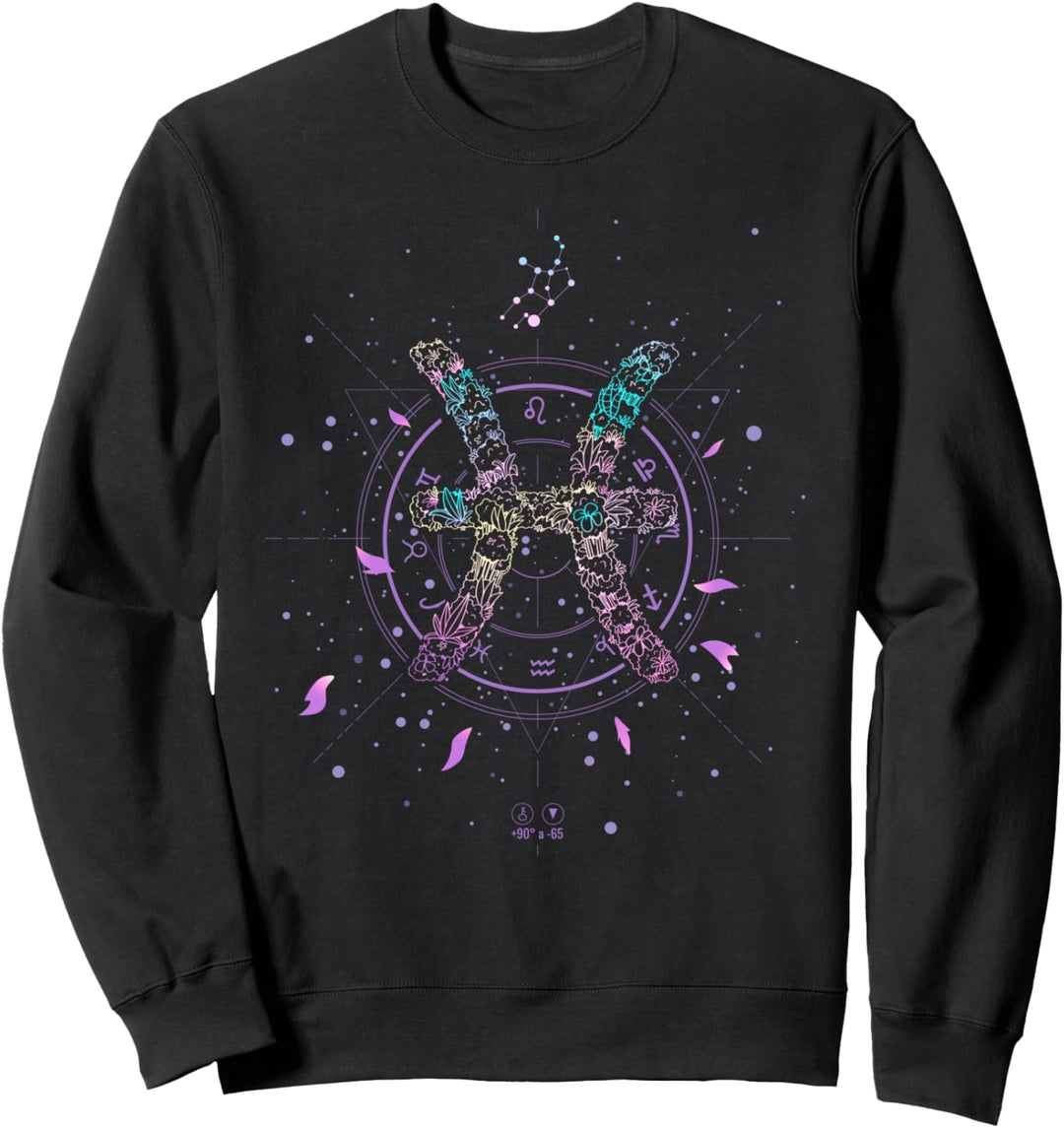 Pisces Zodiac Sign Floral Flower February March Birthday Sweatshirt