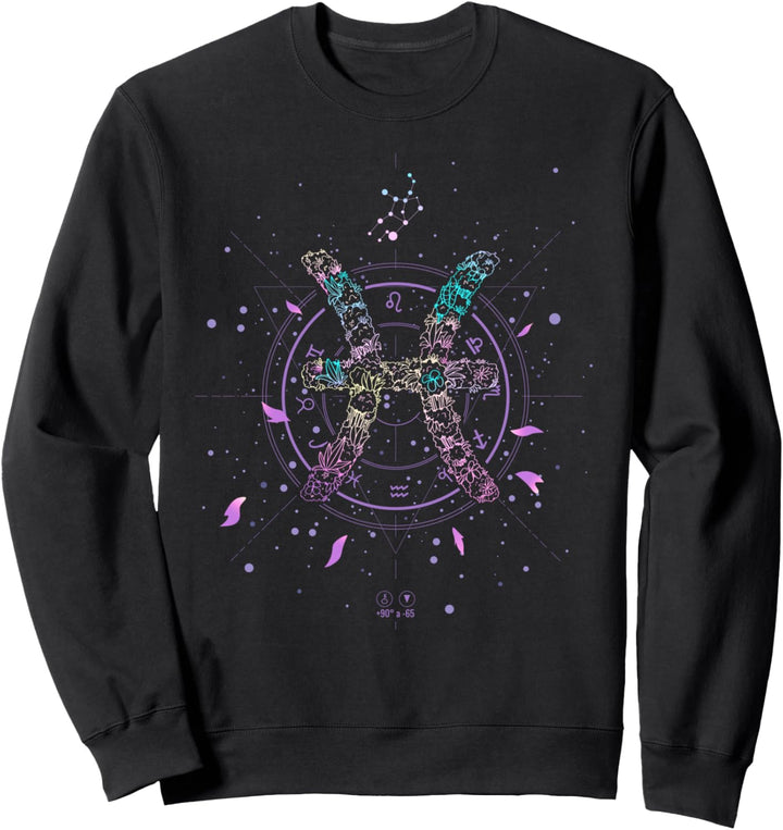 Pisces Zodiac Sign Floral Flower February March Birthday Sweatshirt