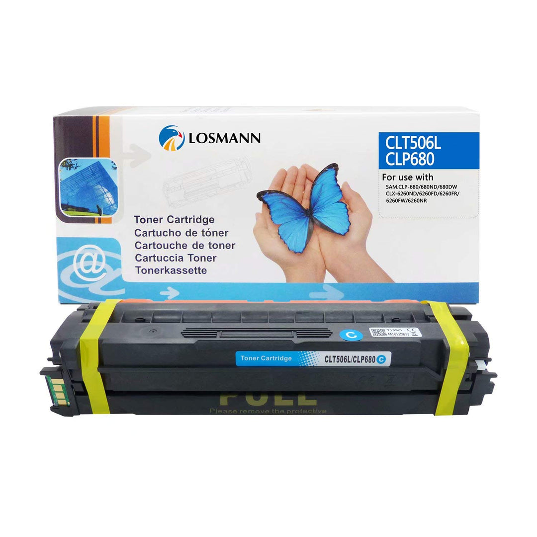 LOSMANN 1x Cyan Toner Kompatibel für Samsung CLT-506L CLT-C506L C506 für Samsung CLP-680 CLP-680DW C