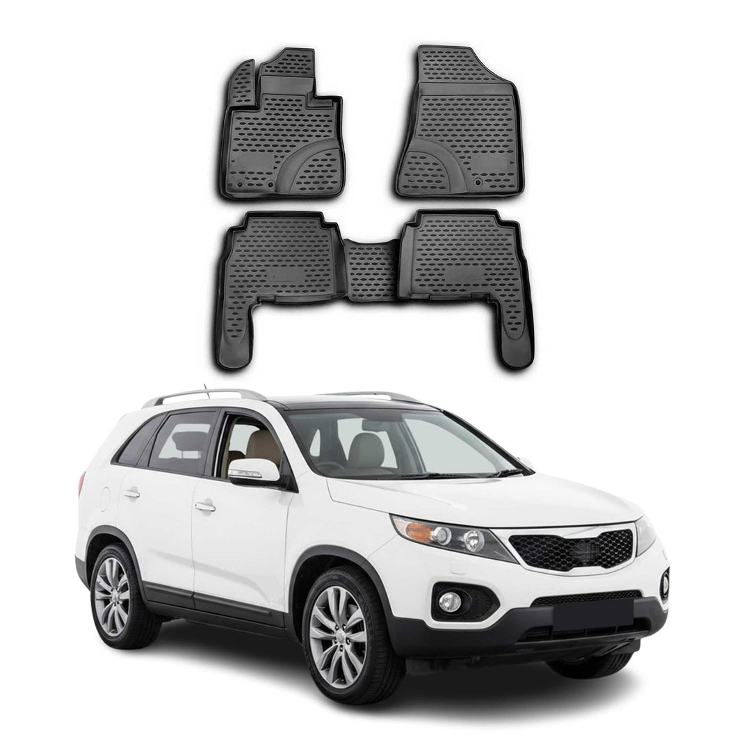 OMAC Gummimatten Fussmatten kompatibel mit Kia Sorento 2009-2012 TPE Automatten Schwarz 4X Fussmatte