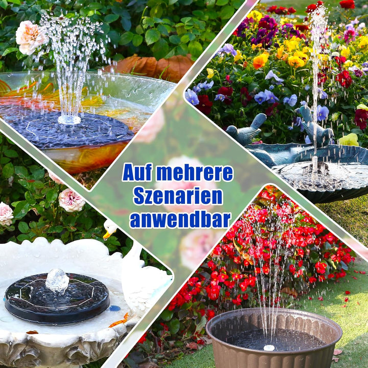 AISITIN LED Solar Springbrunnen für Aussen mit Akku, 3W Solar Schwimmender Fontäne Pumpe mit Verschi