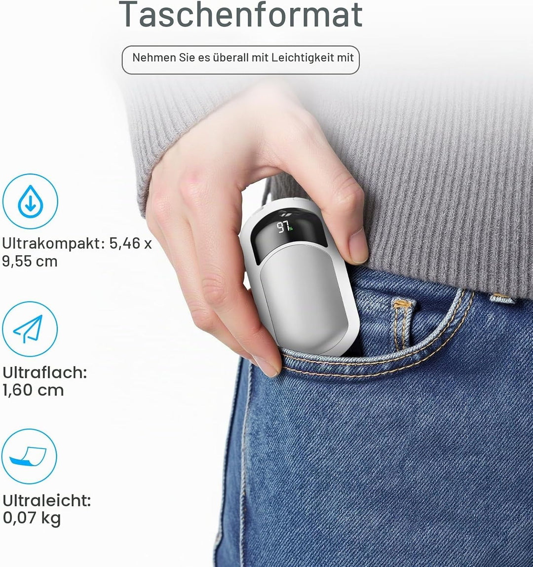 Macchiatto Handwärmer Elektrisch 2er Set,Wiederverwendbar 3200mAh Taschenwärmer,Wiederaufladbar,3 Wä