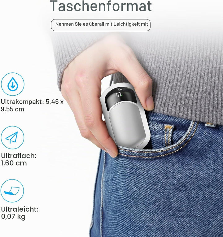 Macchiatto Handwärmer Elektrisch 2er Set,Wiederverwendbar 3200mAh Taschenwärmer,Wiederaufladbar,3 Wä