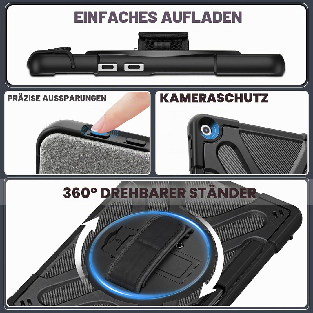 Fintie Hülle für Microsoft Surface Pro 12 Zoll 1. Edition (2025), 360° Drehbare Ständer und Handgurt
