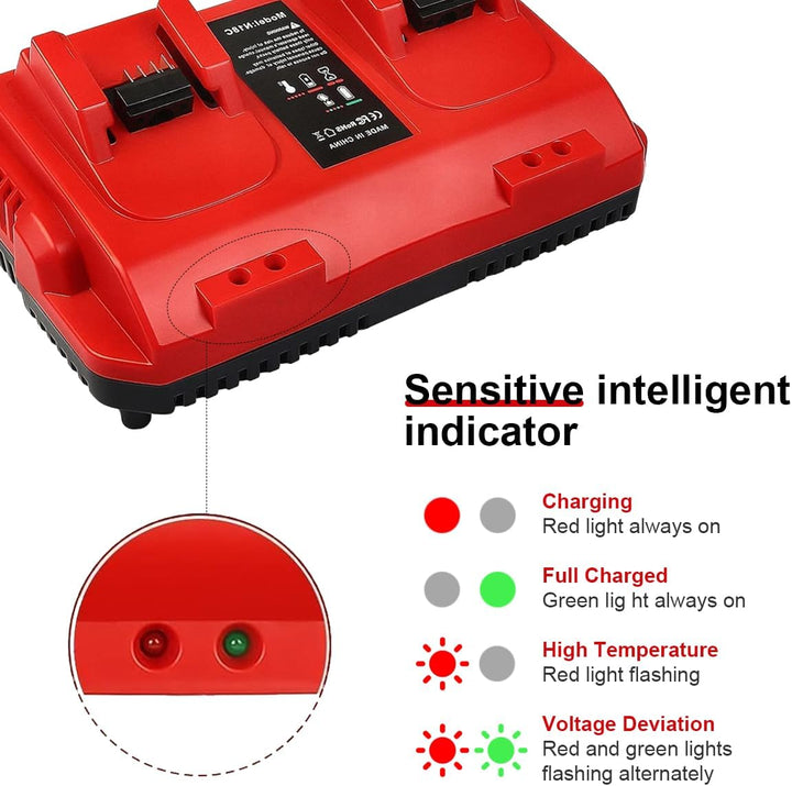 2 Ports Ladegerät Kompatibel mit Milwaukee M18 Akku, 18V Charger 48-59-1812 48-59-1802 48-59-1804, M
