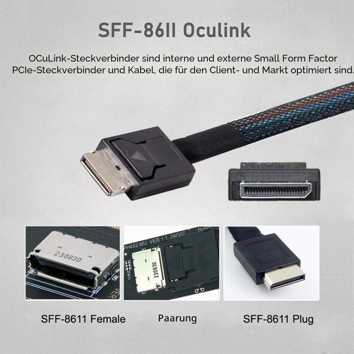 CY Karte 2280 PCI-E4.0 M.2 M-Key zu Oculink SFF-8612 SFF-8611 Vertikaler Hostadapter für NVME U.2 SS