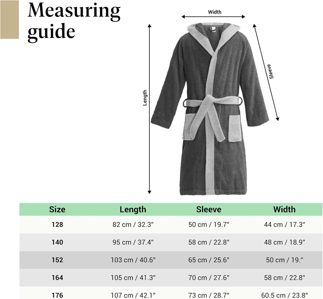 HOMELEVEL Frottee Bademantel für Kinder - Morgenmantel mit Taschen Kapuze Gürtel - Kinderbademantel