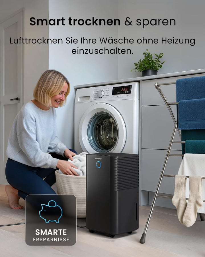 Pro Breeze Luftentfeuchter 12L in 24h Entfeuchtungsleistung - Luftentfeuchter elektrisch mit Feuchti