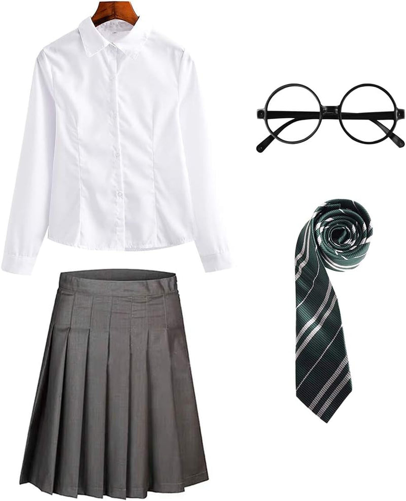 FStory&Winyee Zauberer Set Bluse Rock Weste Krawatte Brille Kostüm Zubehör für Kinder Erwachsene Zub