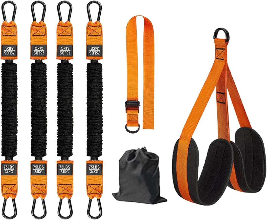 Klimmzugband Set, 4 Widerstandsbänder für Klimmzüge (75-300 lbs) mit Verstellbarer Höhe &amp; Fussstützp