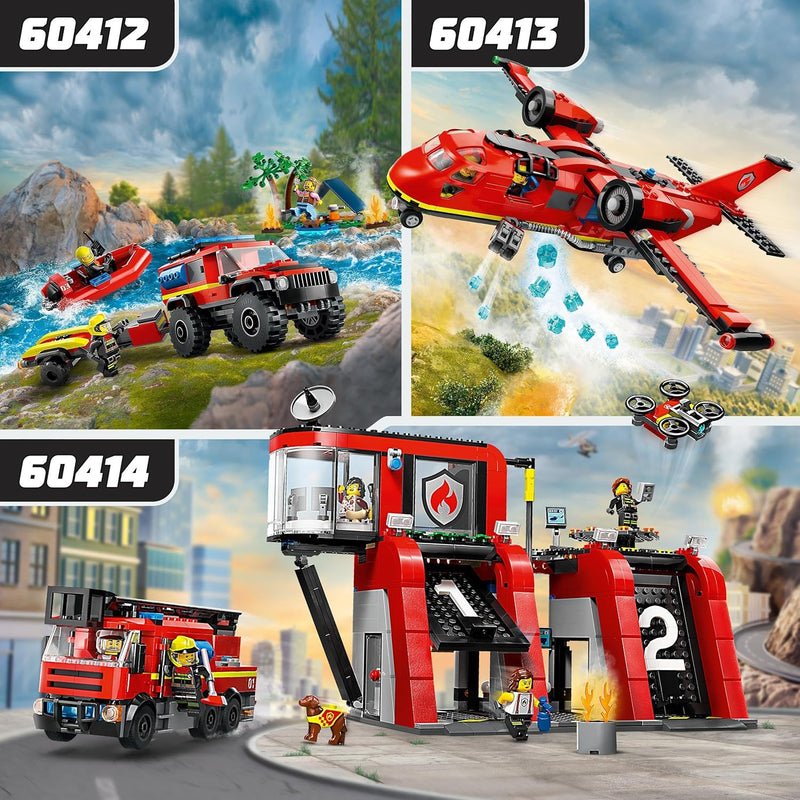 LEGO City Feuerwehrgeländewagen mit Rettungsboot, Offroad-Auto-Spielzeug für Kinder ab 5 Jahren, Ret