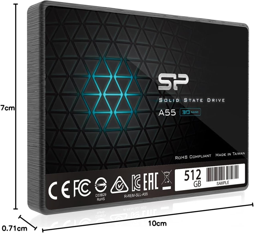 Silicon Power Internes Solid-State-Laufwerk (SP512GBSS3A55S25) A55, 3D NAND, SLC-Cache für Leistungs