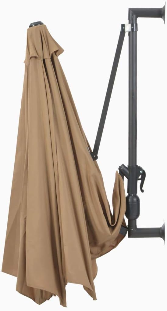 Festnight Wand-Sonnenschirm ? 300 cm Wandmontage | Ampelschirm mit Metallmast | Gartenschirm Terrass