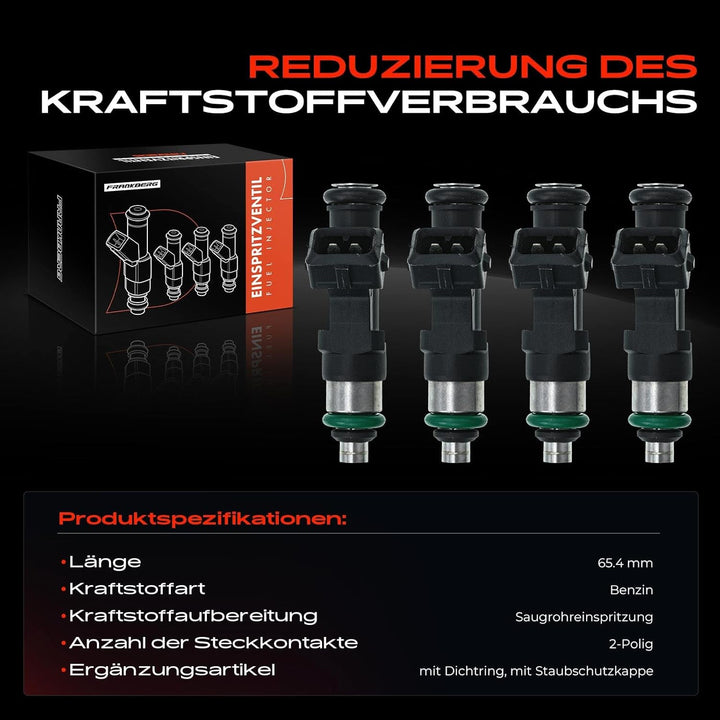 Frankberg 4x Einspritzventil Einspritzdüse Injektor Kompatibel mit C-Max DM2 1.6L 2007-2010 Focus II