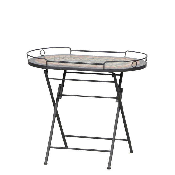 Siena Garden Serviertisch Prato, 68x41x60cm, Gestell: Stahl, pulverbeschichtet in schwarz matt, Fläc